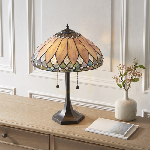 Kontrola Tiffany stolní lampa Interiors Brooklyn Multicolor 112183 E27 56 cm