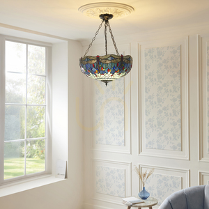 Závěsná lampa Interiors Dragonfly Tiffany modrá 3xE27 50 cm 112250 small 2