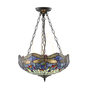 Závěsná lampa Interiors Dragonfly Tiffany modrá 3xE27 50 cm 112250 small 0