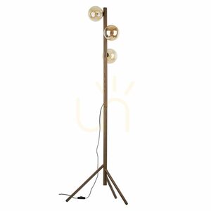Stojací lampa Estera z ořechového dřeva v jantarové barvě, 3 x G9 small 7