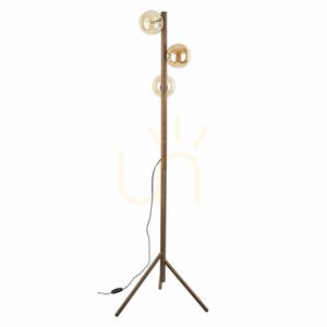 Stojací lampa Estera z ořechového dřeva v jantarové barvě, 3 x G9 small 8