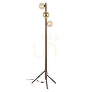 Stojací lampa Estera z ořechového dřeva v jantarové barvě, 3 x G9 small 9