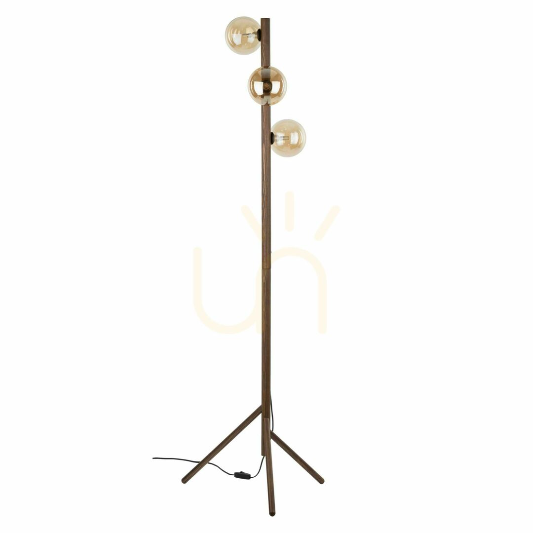 Estera Wood Walnut Amber Floor Lamp 3 Xg9