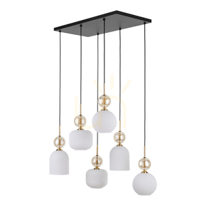 Bílé závěsné svítidlo Sophia Cognac, 6 žárovek Xe14 small 8