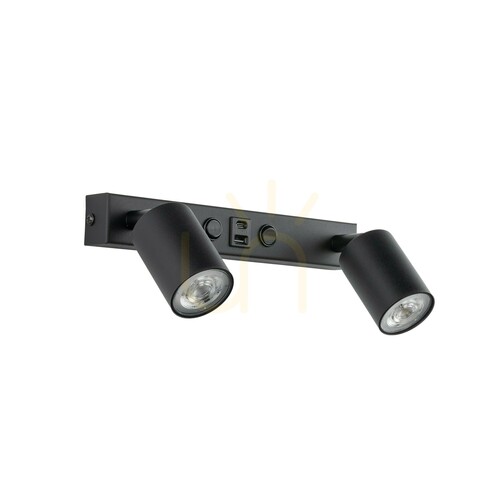 Kontrola Nástěnné svítidlo Nex Black 2 XGU10 / USB