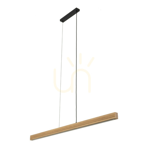 Kontrola Závěsné svítidlo Viga Wood LED z broušeného borového dřeva v antickém stylu