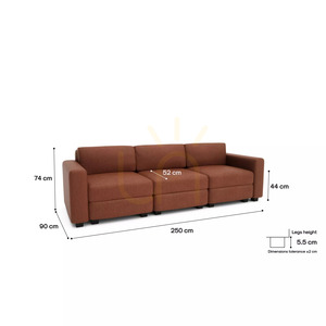 Třímístná modulární pohovka GRACIA – barva terakota od City Sofa small 4