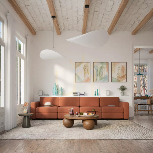 Kontrola Modulární čtyřmístná pohovka GRACIA – barva terakota od City Sofa