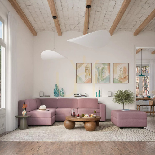 Kontrola Modulární rohová sedací souprava GRACIA pro 4 osoby – tlumeně růžová, City Sofa