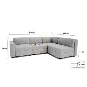 Modulární rohová sedací souprava GRACIA pro 4 osoby – Gray City Sofa small 4