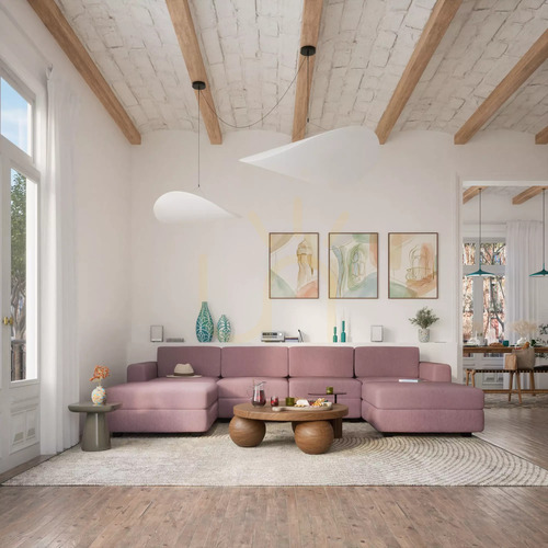 Kontrola Modulární pohovka GRACIA – ve tvaru písmene U, 180 x 320 x 180 cm – tlumeně růžová, City Sofa