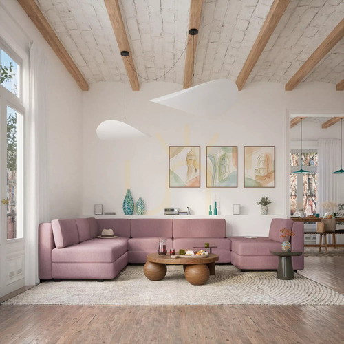 Kontrola Modulární pohovka GRACIA – ve tvaru písmene U, 160 x 340 x 230 cm – tlumeně růžová, City Sofa