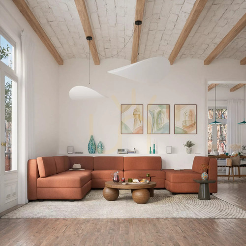 Kontrola Modulární pohovka GRACIA – velký modul s podnožkou – barva terakota od City Sofa