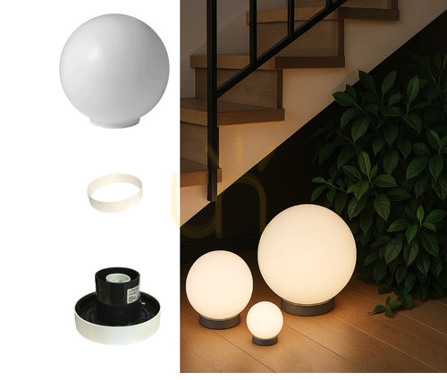 Kontrola 40 cm vysoká zahradní koule – venkovní terasová lampa s prstencem a 3 m kabelem