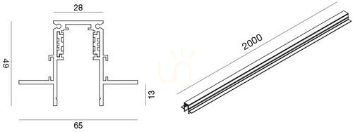 Kontrola GBIN20 Úzká magnetická lišta, 2 m, bílá, Gea Luce