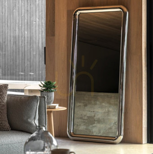 Zrcadlo Specchio Leaner 800 x 1700 mm, chromovaný rám 84 mm, sada proti převrácení, na výšku i na šířku – Gallery Direct small 1
