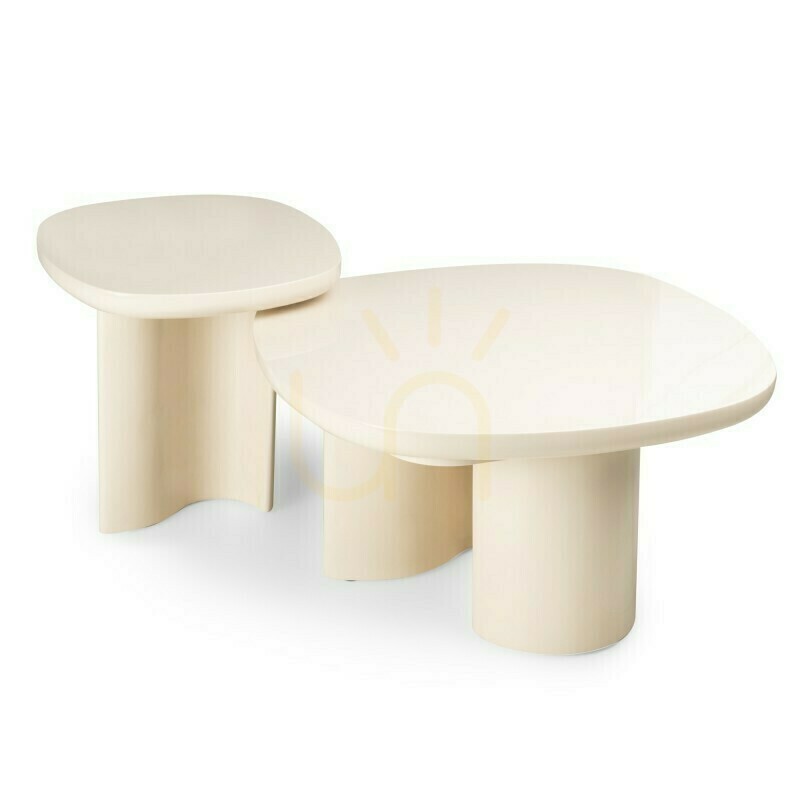 Náhled Odkládací stolek PUREL 50 cm, světle béžový, lesklý, Nova Nook Odkládací stolek PUREL 50 cm, světle béžový, lesklý, Nova Nook