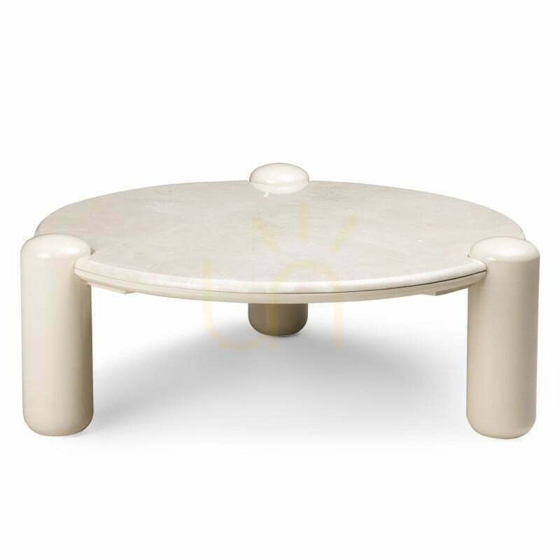 NORREL Coffee Table, 86 cm, Light Beige/Marble, Glossy Nova Nook