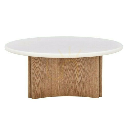 Kontrola Konferenční stolek ARLOM, 80 cm, krémově bílá/dub, Nova Nook Microcement