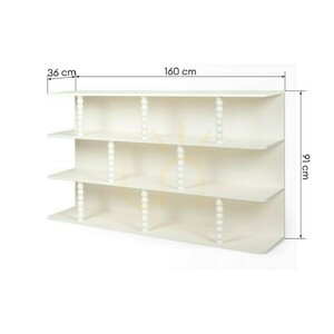 Nízký regál PERLEN Nova Nook, bílý, 160 cm, s kulovitými podpěrami small 2