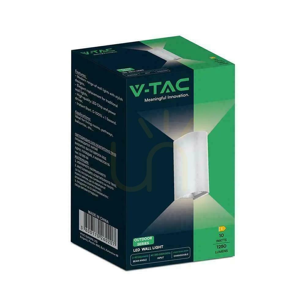Zobrazit Nástěnné svítidlo V-TAC 10 W LED COB, bílé, IP65, nastavitelná teplota barev (VT-120113), 2700 K–3200 K–4000 K, 1250 lm Nástěnné svítidlo V-TAC 10 W LED COB, bílé, IP65, nastavitelná teplota barev (VT-120113), 2700 K–3200 K–4000 K, 1250 lm