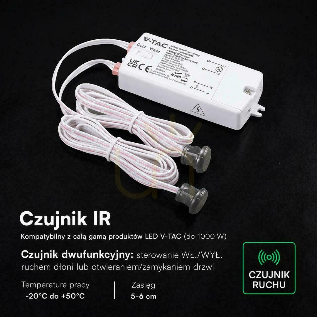 Pohled Senzor pohybu ruky s kabelem, Max. 1000 W LED, dva senzory, V-TAC VT-8159-2, 5letá záruka Senzor pohybu ruky s kabelem, Max. 1000 W LED, dva senzory, V-TAC VT-8159-2, 5letá záruka