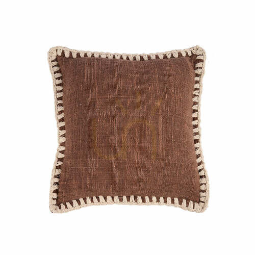 Kontrola Bavlněný povlak na polštář BAZAR BIZAR Espresso Edge, hnědo-bílý, 50 × 50 cm