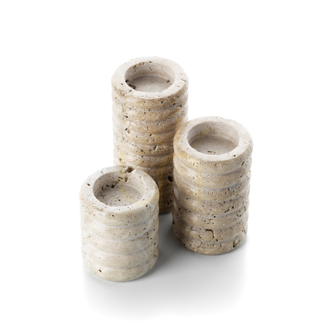 Náhled Svíčka BAZAR BIZAR Travertine Ripple béžová kámen velikost M Svíčka BAZAR BIZAR Travertine Ripple béžová kámen velikost M