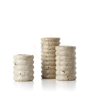 Svícen na čajovou svíčku Bazar Bizar Travertine Ripple S, béžový travertin, 6,3 × 6,3 × 7,5 cm small 2
