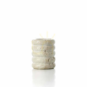 Svícen na čajovou svíčku Bazar Bizar Travertine Ripple S, béžový travertin, 6,3 × 6,3 × 7,5 cm small 0