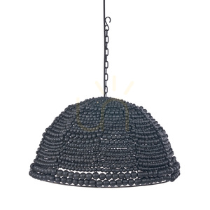 Přívěsek světla BAZAR BIZAR černý dřevěný a kovový kopulový 48 cm small 5