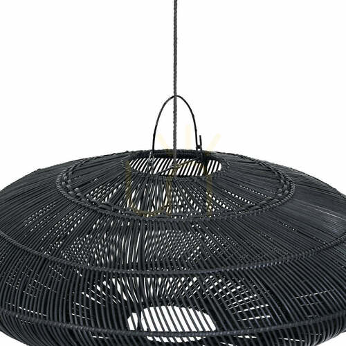 Kontrola Přívěsek BAZAR BIZAR Macaron černý kov/ratan 75×75×30 cm