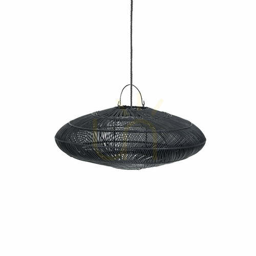 Kontrola Přívěsek BAZAR BIZAR Macaron černý kov/ratan 75×75×30 cm