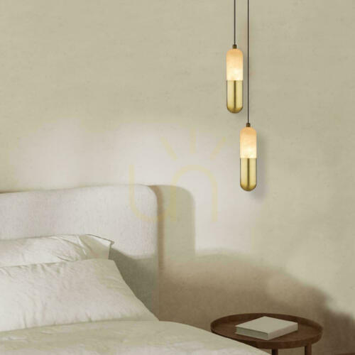 Kontrola Závěsné LED svítidlo 7 W, 3000 K, triak, alabastr – mosaz ZAMBELIS