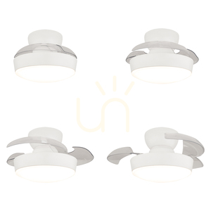 Stropní ventilátor s LED osvětlením 20 W, 3000 K–4000 K–6500 K, bílý matný kov – průhledná polykarbonátová lopatka, ZAMBELIS small 1
