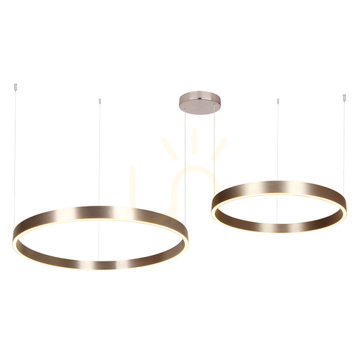 Kontrola Závěsné LED svítidlo ZAMBELIS dva kruhy 60 a 80 cm broušený kávový odstín 118 W 3000 K 25374