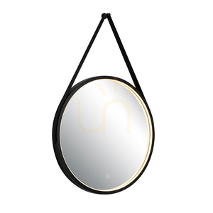 Koupelnové zrcadlo kulaté Ø60 cm s LED podsvícením 15 W na pásku, dotykové stmívání, 3000/4000 K, IP44, černé matné, Zambelis 25387 small 0