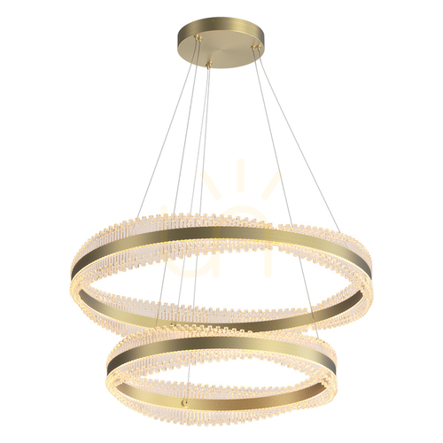 Kontrola Závěsné LED svítidlo 118 W, 3000 K, s triakem, z matného zlaceného kovu – Crystal ZAMBELIS