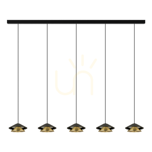 Kontrola Závěsné svítidlo Line Light 105 cm LED 45W 3000K pískově černé s kartáčovaným zlatem ZAMBELIS 25452