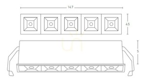 Zapuštěný mřížkový bodový LED reflektor 11 W, 3000 K, pískově černý, ZAMBELIS small 1