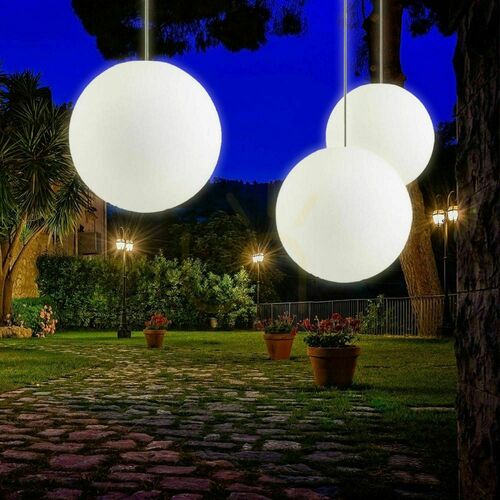 Kontrola Venkovní závěsná lampa s.luce Globe bílá 40 cm IP54