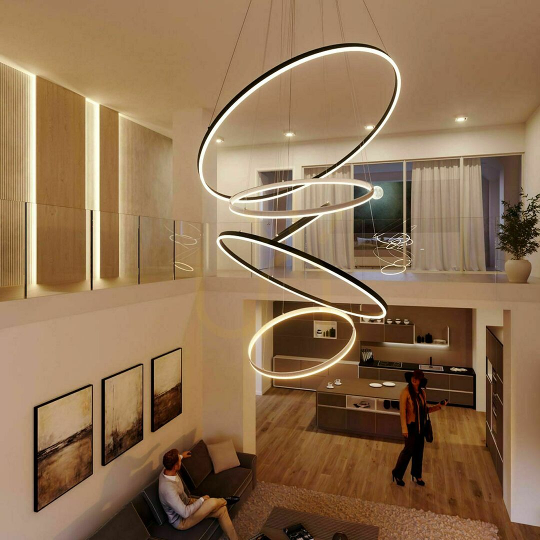 Pohled Závěsné LED svítidlo s.luce Ring bílé Ø 80 cm Závěsné LED svítidlo s.luce Ring bílé Ø 80 cm