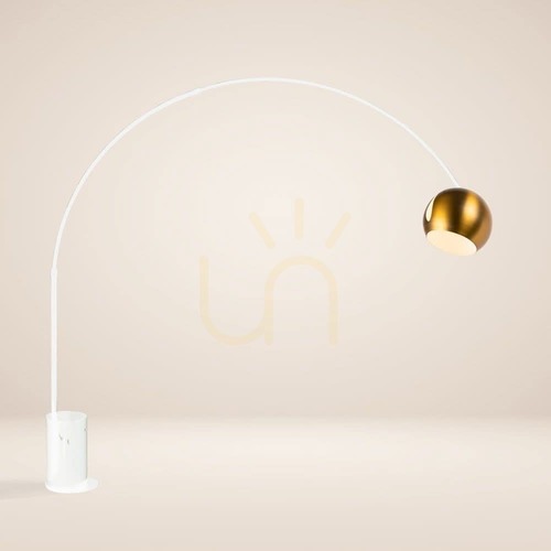 Kontrola Oblouková podlahová lampa s.luce Ball zlatá mramorová E27 220 cm