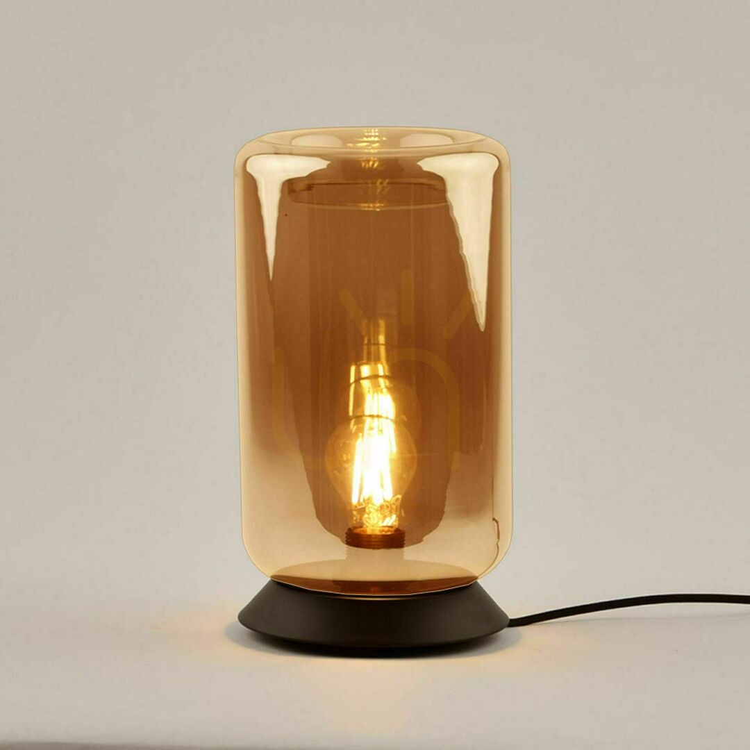 Náhled Stolní lampa s.luce Cruet skleněná kouřová E27, retro, oválná Stolní lampa s.luce Cruet skleněná kouřová E27, retro, oválná
