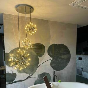 Závěsné LED svítidlo s.luce Atom černochromové 70 cm, 92 × 0,3 W, stmívatelné small 14