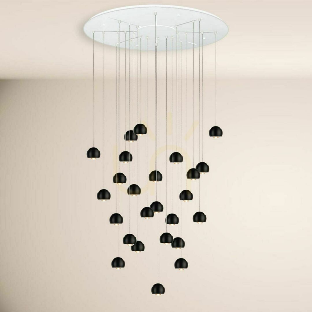Pohled Závěsné LED svítidlo s.luce Beam XL Gallery černé 16 světel 80 cm Závěsné LED svítidlo s.luce Beam XL Gallery černé 16 světel 80 cm