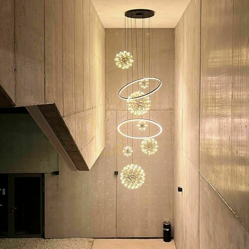 Kontrola Lustr s.luce Fusion XXL černý LED kruhový 8 světel 150 cm