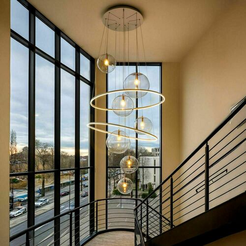 Kontrola Lustr s.luce Galaxy XXL zlatý skleněný kruhový 8ramenný LED 150 cm