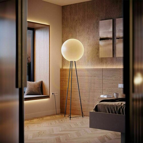 Kontrola Stojací lampa s.luce Orb Tripod bílá 160 cm sklo kov