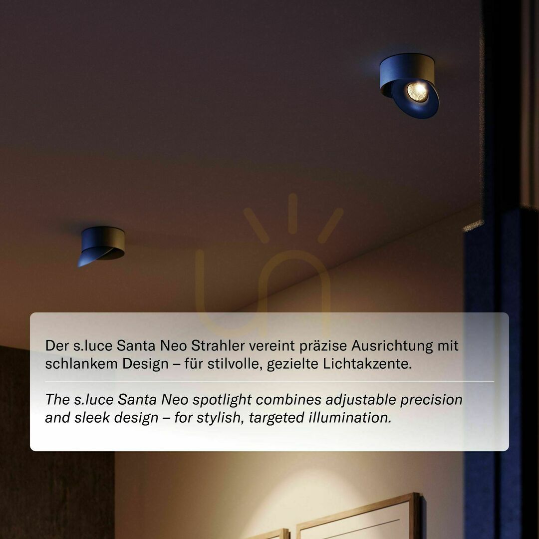 Pohled Stropní LED reflektor s.luce Santa Neo otočný a stmívatelný Stropní LED reflektor s.luce Santa Neo otočný a stmívatelný